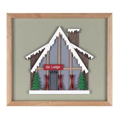 Edge Collections - 24x36" - Multicolor - Ski Lodge Framed Wall Art! Image 1