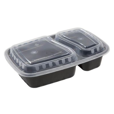 Edge Collections  - 32" - 2 Compartment Black Containers and Lids! Image 1