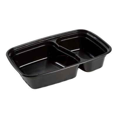 Edge Collections  - 32" - 2 Compartment Black Containers and Lids! Image 1