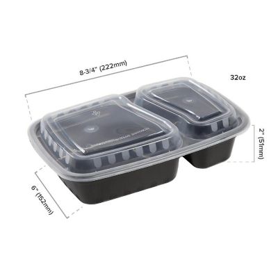 Edge Collections  - 32" - 2 Compartment Black Containers and Lids! Image 2