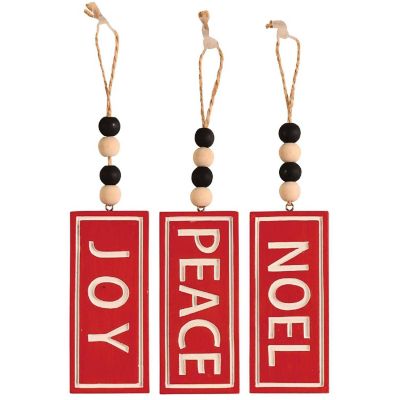 Edge Collections - 4" - Red - Peace Joy Noel Ornament 3 Assorted! Image 1