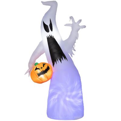 Edge Collections - 5.9' - White - Inflatable Halloween Ghost with Pumpkin Decoration! Image 1
