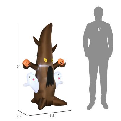 Edge Collections - 5' - Brown - LED Inflatable Ghost Tree for Halloween Decor! Image 2
