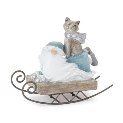 Edge Collections - 6" - Blue and White - Gnome Sled Figurine! Image 2