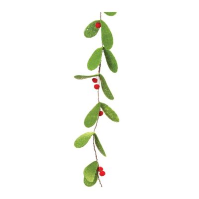 Edge Collections - 6' - Green - Fabric Mistletoe String Garland! Image 1