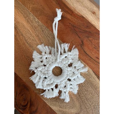 Edge Collections - 6" - White - Handwoven Macrame Snowflake Ornament! Image 1
