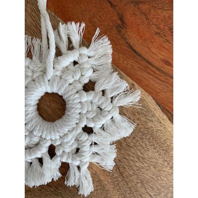Edge Collections - 6" - White - Handwoven Macrame Snowflake Ornament! Image 1
