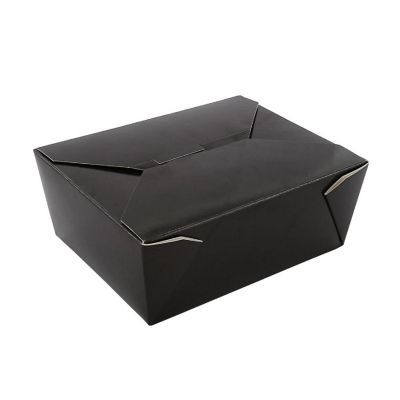 Edge Collections  - 6" x 4-3/4" x 2.5" - Black Folded Takeout Boxes! Image 1
