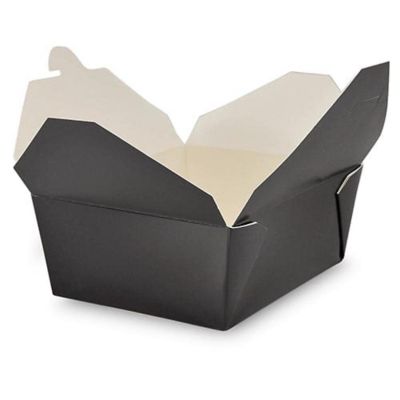 Edge Collections  - 6" x 4-3/4" x 2.5" - Black Folded Takeout Boxes! Image 1