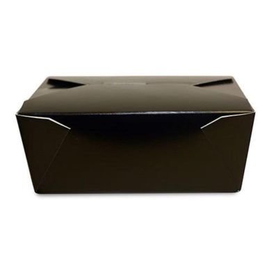 Edge Collections  - 6" x 4-3/4" x 2.5" - Black Folded Takeout Boxes! Image 2
