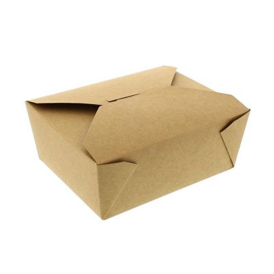 Edge Collections  - 6" x 4-3/4" x 2.5" - Brown - Folded Takeout Boxes! Image 1