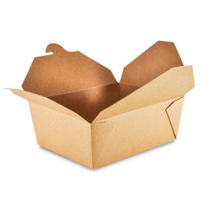 Edge Collections  - 6" x 4-3/4" x 2.5" - Brown - Folded Takeout Boxes! Image 1
