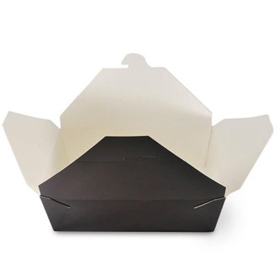 Edge Collections  - 7-3/4 x 5.5 x 2.5 - Black Folded Takeout Boxes! Image 1