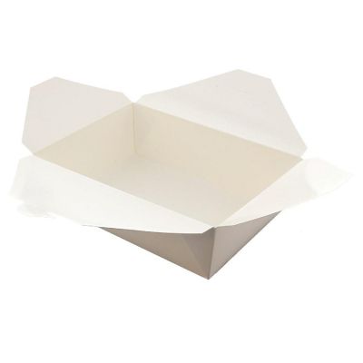 Edge Collections  - 7-3/4" x 5.5" x 2.5" - White Folded Takeout Boxes! Image 1