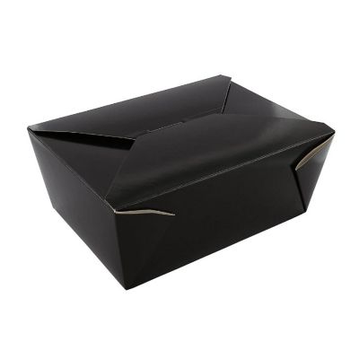 Edge Collections  - 7-3/4" x 5.5" x 3.5" - Black Folded Takeout Boxes! Image 1