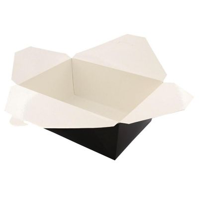 Edge Collections  - 7-3/4" x 5.5" x 3.5" - Black Folded Takeout Boxes! Image 1