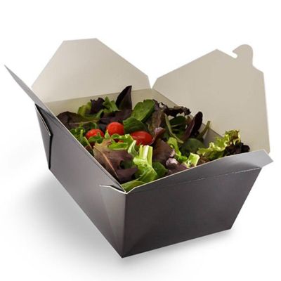 Edge Collections  - 7-3/4" x 5.5" x 3.5" - Black Folded Takeout Boxes! Image 2