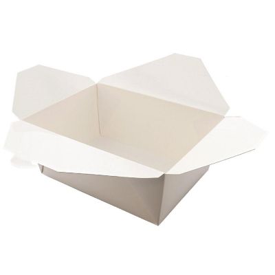 Edge Collections  - 7-3/4" x 5.5" x 3.5" - White Folded Takeout Boxes! Image 1