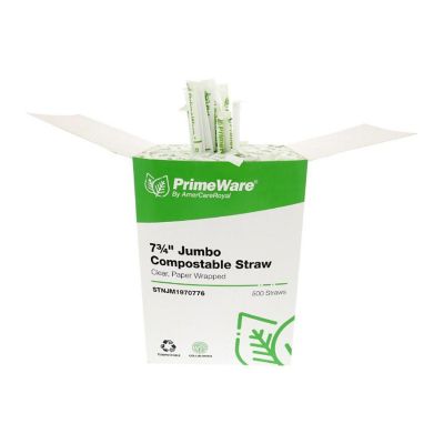 Edge Collections  - 7.75" - Clear - Jumbo Cellulosic Compostable Straw! Image 1