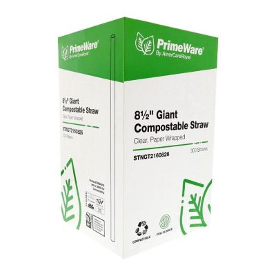 Edge Collections  - 8.5" - Clear - Giant Cellulosic Compostable Straws! Image 2
