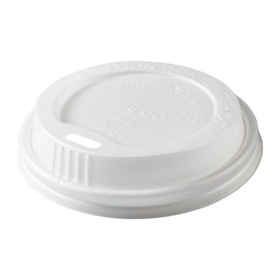 Edge Collections  - 8" - White - CPLA Hot Cup Lids! Image 1