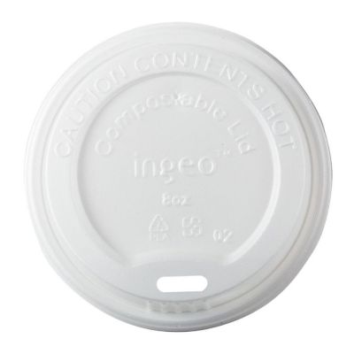 Edge Collections  - 8" - White - CPLA Hot Cup Lids! Image 1