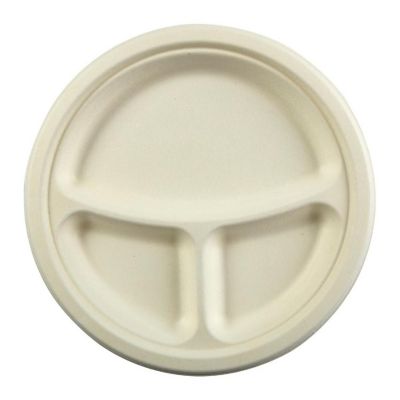 Edge Collections  - 9" - 3 Section Round Heavy Molded Fiber Plate! Image 2