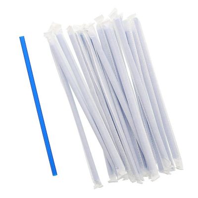 Edge Collections  - 9" - Giant Blue Paper Wrapped Straws! Image 2