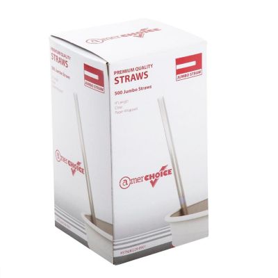 Edge Collections  - 9" - Jumbo Clear Paper Wrapped Straws! Image 2