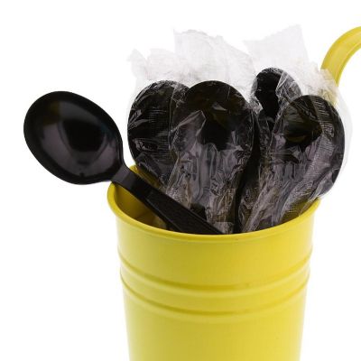 Edge Collections  - Black Individually Wrapped Soup Spoons! Image 1