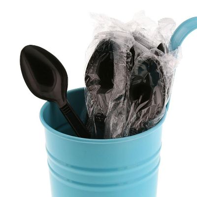 Edge Collections  - Black Individually Wrapped Teaspoons! Image 1