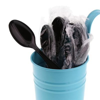 Edge Collections  - Black - Individually Wrapped Teaspoons! Image 1