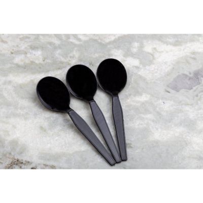 Edge Collections  - Black - Polystyrene Soup Spoons! Image 1