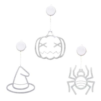 Edge Collections - Halloween Window Lights: Spider, Witch Hat, Pumpkin With Suction Cups - 3 Pack Image 1