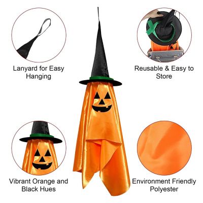 Edge Collections - Hanging Ghosts With Wizard Hat For Halloween Party D&amp;#233;cor - 2 Pack Image 3