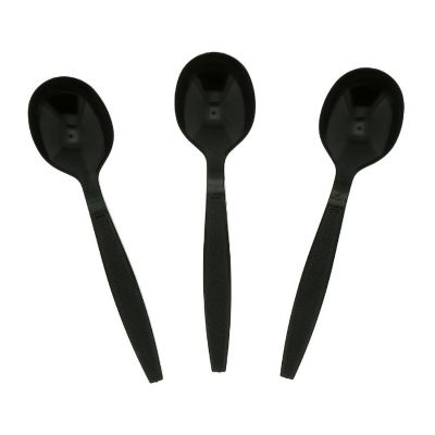 Edge Collections  - Heavy Black Polystyrene Soup Spoons! Image 1