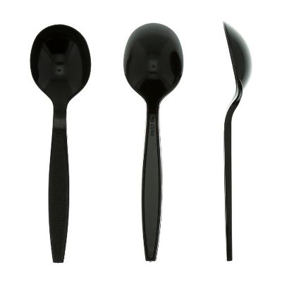 Edge Collections  - Heavy Black Polystyrene Soup Spoons! Image 2