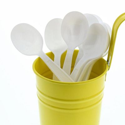 Edge Collections  - Heavy White Polystyrene Soup Spoons! Image 1