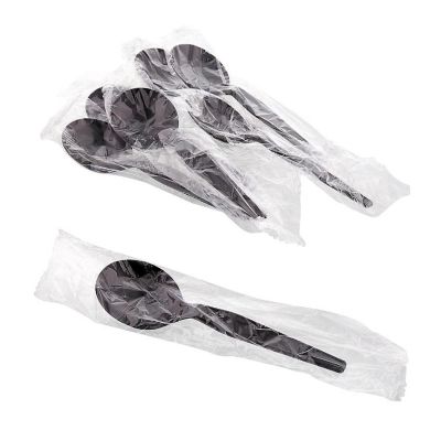 Edge Collections  - Medium Heavy Black Wrapped Soup Spoons! Image 1