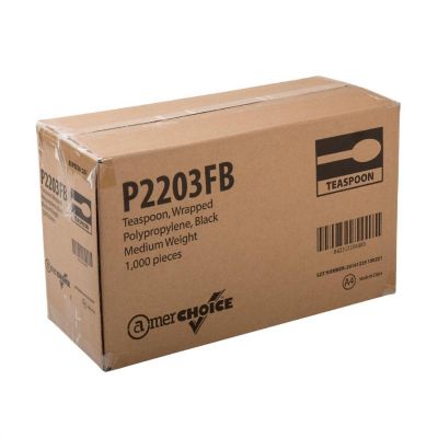 Edge Collections  - Medium Weight Black Polypropylene Individually Wrapped Teaspoons! Image 2