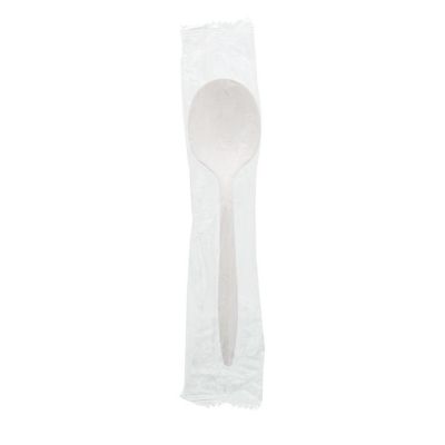 Edge Collections  - Medium Weight White Polypropylene Individually Wrapped Soup Spoons! Image 2