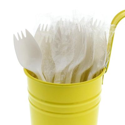 Edge Collections  - Medium Weight White Polypropylene Individually Wrapped Sporks! Image 1