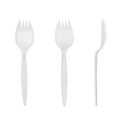 Edge Collections  - Medium Weight White Polypropylene Individually Wrapped Sporks! Image 1