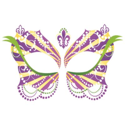 Edge Collections - Multicolor - Her Mardi Gras Temporary Tattoo Masquerade Mask! Image 1