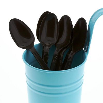 Edge Collections  - None - Medium Heavy Weight Black Polypropylene Teaspoons! Image 1