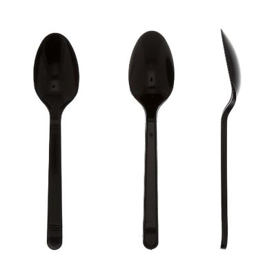 Edge Collections  - None - Medium Heavy Weight Black Polypropylene Teaspoons! Image 1