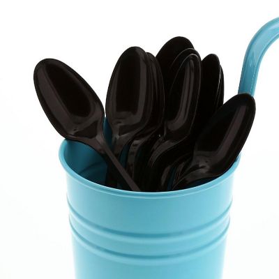 Edge Collections  - None - Medium Weight Black Polypropylene Teaspoons! Image 1