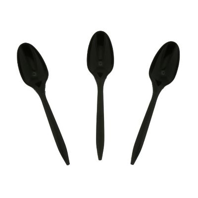 Edge Collections  - None - Medium Weight Black Polypropylene Teaspoons! Image 1