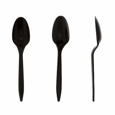 Edge Collections  - None - Medium Weight Black Polypropylene Teaspoons! Image 2