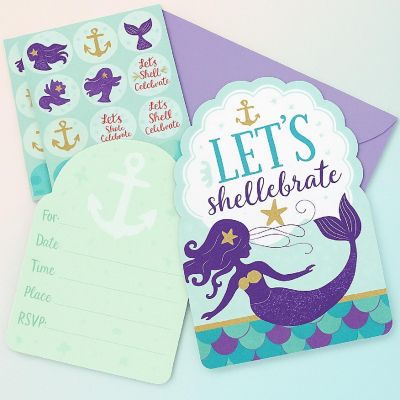 Edge Collections - Purple - Mermaid Postcard Invitations Image 1
